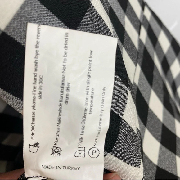 NWT Nocturne Plaid Gingham Black & White Buffalo Check Plaid Belted Bow … - Picture 9 of 9